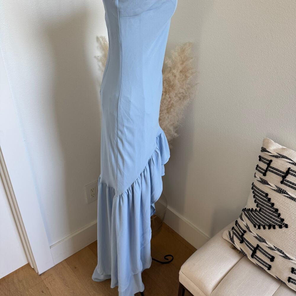 Peppermayo Evander Light Blue Chiffon Strapless High Low Maxi Dress NWT Small - Picture 5 of 13